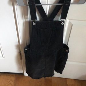 Black denim overall dress